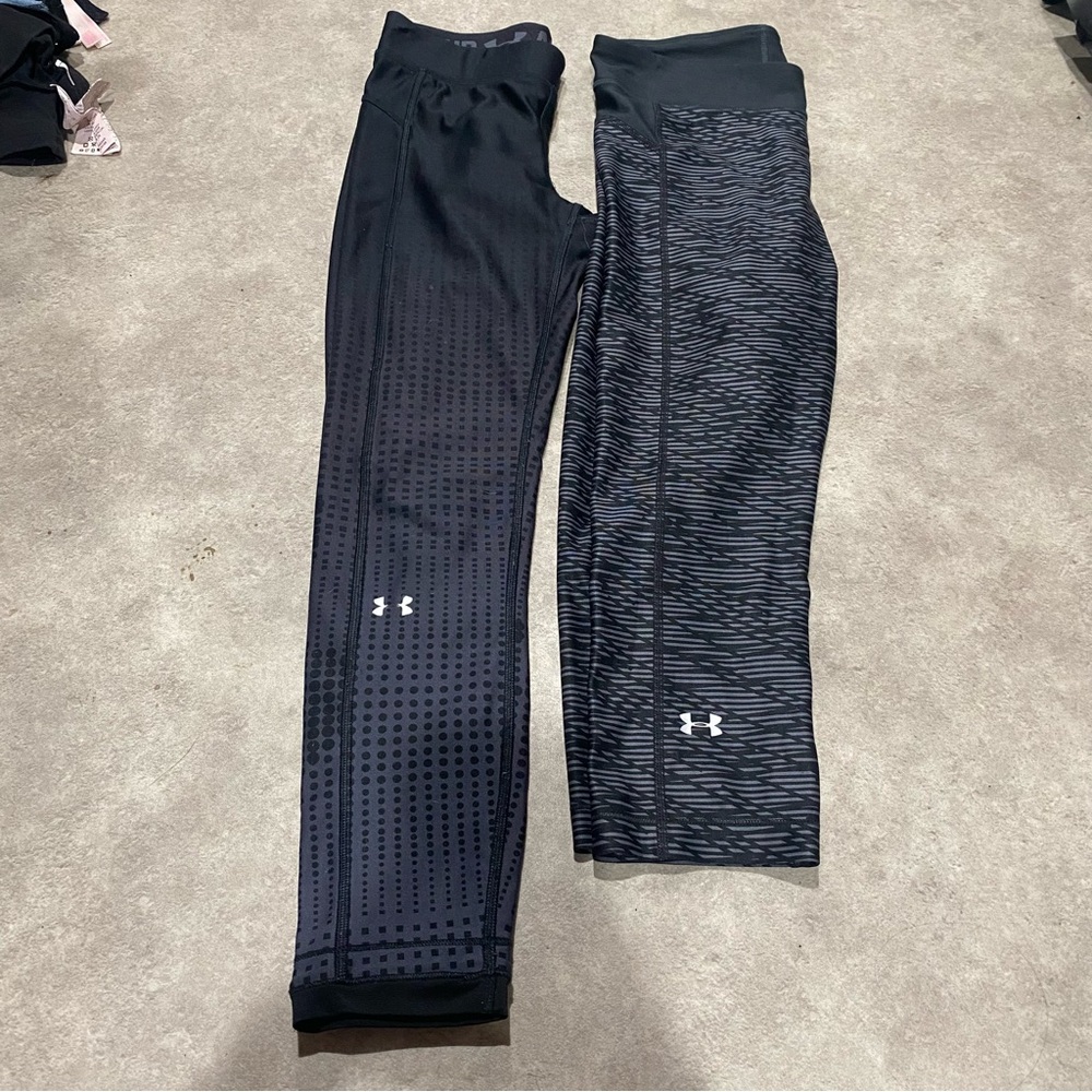 Women’s Under Armour Black and Gray Leggings Set Sz Small